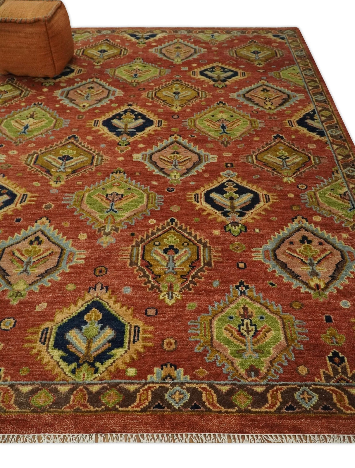 Hand Knotted Rust and Brown Antique Traditional Multi size wool Area Rug