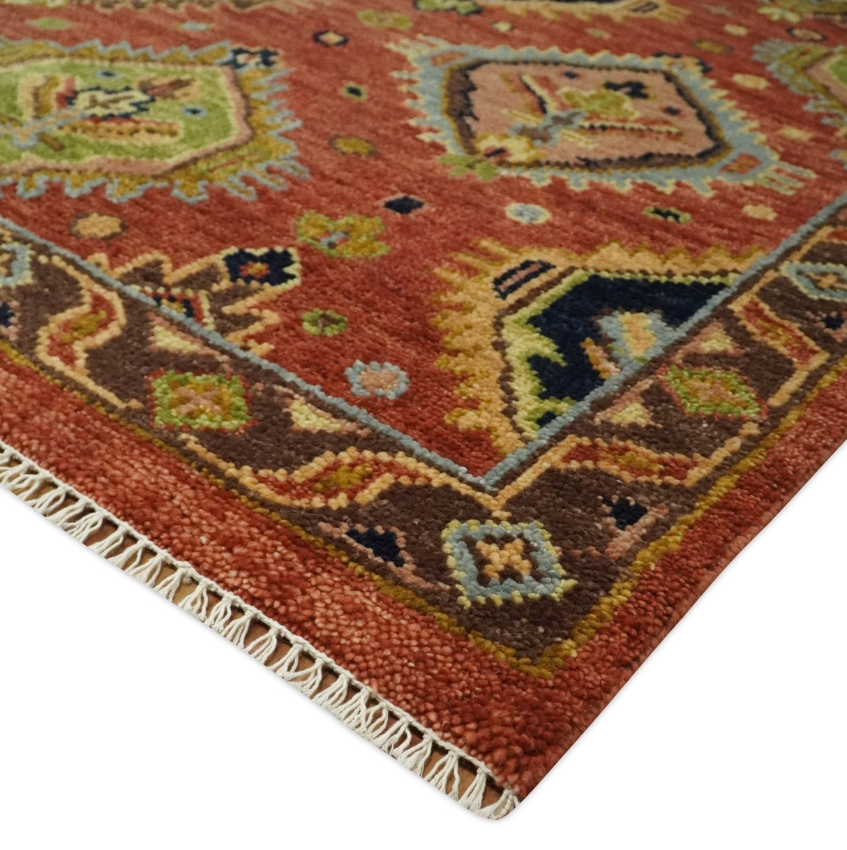 Hand Knotted Rust and Brown Antique Traditional Multi size wool Area Rug