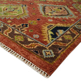 Hand Knotted Rust and Brown Antique Traditional Multi size wool Area Rug