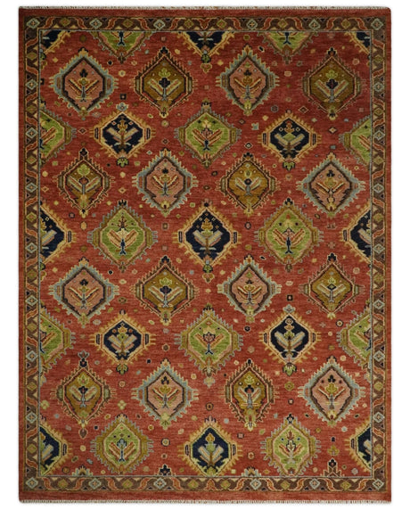 Hand Knotted Rust and Brown Antique Traditional Multi size wool Area Rug