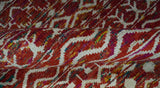 Hand Knotted Rust and Ivory Contemporary Southwestern Tribal Trellis Recycled Silk Rug