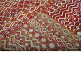Hand Knotted Rust and Ivory Contemporary Southwestern Tribal Trellis Recycled Silk Rug