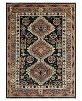 Hand Knotted Rust, Ivory and Black Traditional Heriz Wool Area Rug