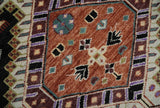 Hand Knotted Rust, Ivory and Black Traditional Heriz Wool Area Rug