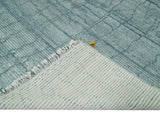 Hand Knotted Silver and Blue Modern Trellis Moroccan Blended Wool Rug