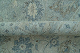 Hand Knotted Silver And Blue Traditional Distressed 10x14 Wool Area Rug