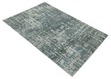 Hand Knotted Silver and Gray 5x8 Modern Abstract Contemporary Recycled Silk Area Rug