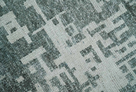 Hand Knotted Silver and Gray 5x8 Modern Abstract Contemporary Recycled Silk Area Rug