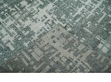 Hand Knotted Silver and Gray 5x8 Modern Abstract Contemporary Recycled Silk Area Rug