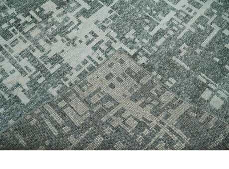 Hand Knotted Silver and Gray 5x8 Modern Abstract Contemporary Recycled Silk Area Rug