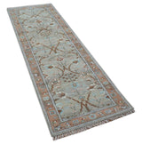 Hand knotted Silver And Rust Traditional Turkish Design 2.6x10 Wool Area Rug