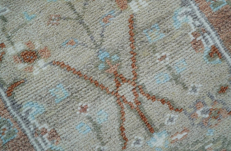 Hand knotted Silver And Rust Traditional Turkish Design 2.6x10 Wool Area Rug