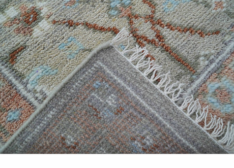 Hand knotted Silver And Rust Traditional Turkish Design 2.6x10 Wool Area Rug