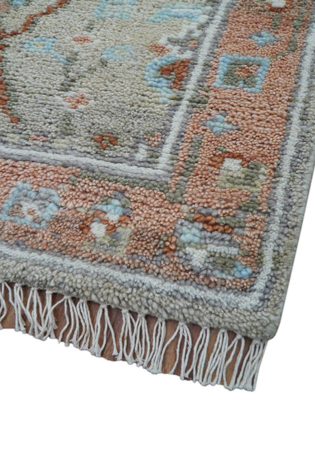 Hand knotted Silver And Rust Traditional Turkish Design 2.6x10 Wool Area Rug
