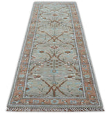 Hand knotted Silver And Rust Traditional Turkish Design 2.6x10 Wool Area Rug