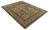 Hand knotted Silver, Rust and Gray Traditional Oushak Custom Made wool Rug