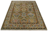 Hand knotted Silver, Rust and Gray Traditional Oushak Custom Made wool Rug