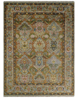 Hand knotted Silver, Rust and Gray Traditional Oushak Custom Made wool Rug