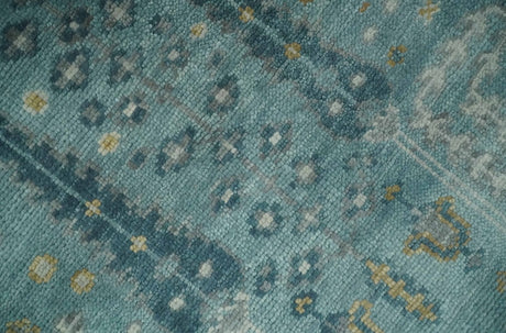 Hand Knotted Teal and Beige Multi Size Traditional Turkish Tree of Life Wool Rug