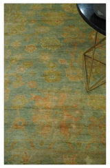 Hand Knotted Teal, Beige and Rust Vintage Style Traditional Wool Area Rug