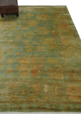 Hand Knotted Teal, Beige and Rust Vintage Style Traditional Wool Area Rug