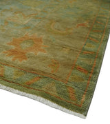 Hand Knotted Teal, Beige and Rust Vintage Style Traditional Wool Area Rug