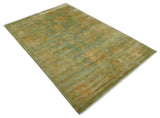 Hand Knotted Teal, Beige and Rust Vintage Style Traditional Wool Area Rug