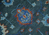 Hand Knotted Teal, Blue and Ivory Traditional Oriental Oushak Wool Area Rug