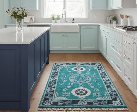 Hand knotted Teal Traditional Khotan Design 4x6 Wool Area Rug