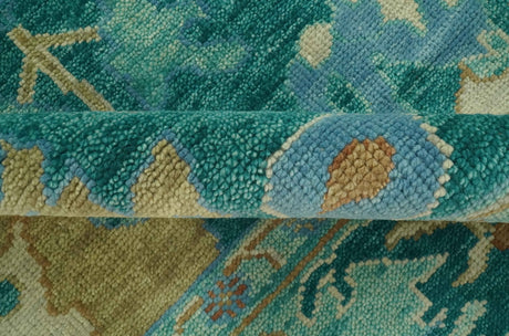 Hand Knotted Teal Traditional Oushak Multi size wool area rug