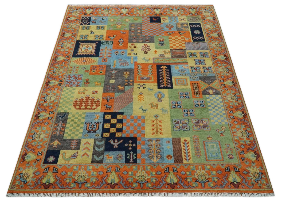 Hand knotted Traditional Antique Tribal Style Gabbeh Design Wool Area Rug