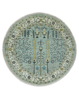 Hand Knotted Traditional Aqua and Ivory Antique Oushak Custom Made Wool Area Rug