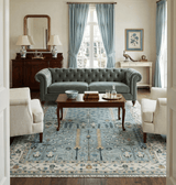 Hand Knotted Traditional Aqua and Ivory Antique Oushak Custom Made Wool Area Rug