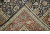 Hand Knotted Traditional Black, Rust and Beige Textured Low Pile Distressed Wool Rug