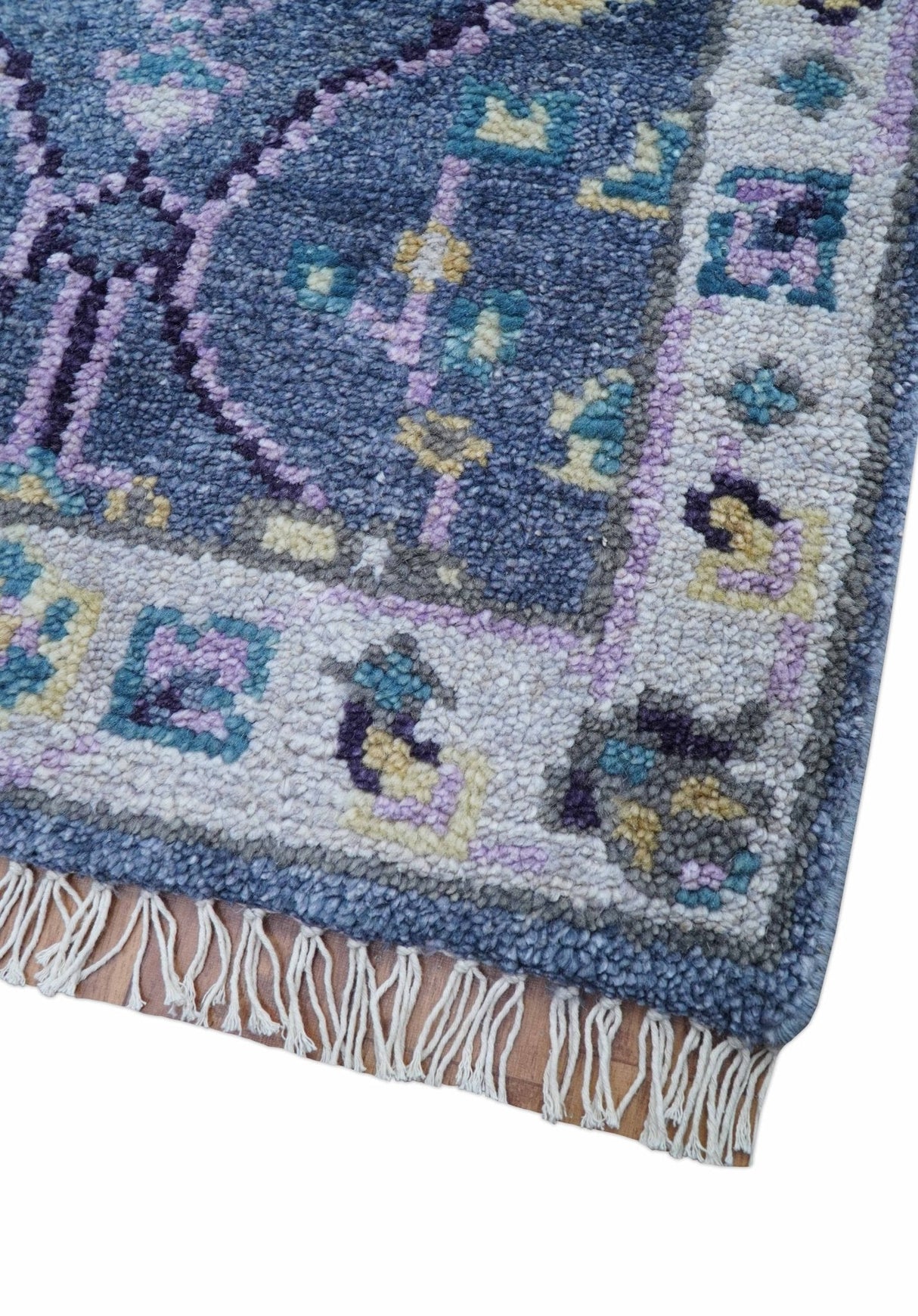Hand Knotted Traditional Design Blue And Ivory 2x3 Wool Area Rug