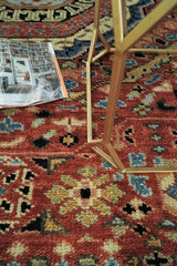 Hand Knotted Traditional Kazak Medallion Rust and Black Wool Area Rug
