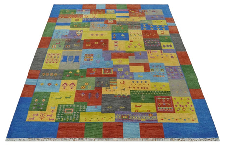 Hand knotted Traditional Multi color Antique Tribal Style Gabbeh Design Wool Area Rug