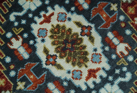 Hand Knotted traditional Oriental Ivory, Rust and Gray wool Area Rug