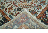 Hand Knotted traditional Oriental Ivory, Rust and Gray wool Area Rug