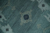 Hand Knotted Traditional Oriental Oushak Antique Style Green Wool Area Rug