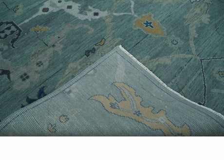 Hand Knotted Traditional Oriental Oushak Antique Style Green Wool Area Rug