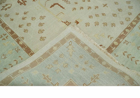 Hand Knotted Traditional Oushak 8x10 Beige and Brown Wool Area Rug