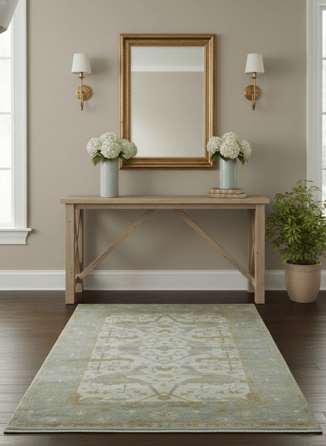 Hand Knotted Traditional Oushak Design Beige And Gray 6x9 Wool Area Rug
