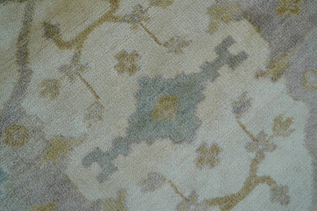 Hand Knotted Traditional Oushak Design Beige And Gray 6x9 Wool Area Rug