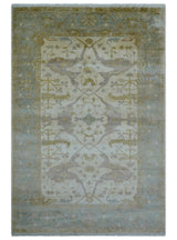 Hand Knotted Traditional Oushak Design Beige And Gray 6x9 Wool Area Rug