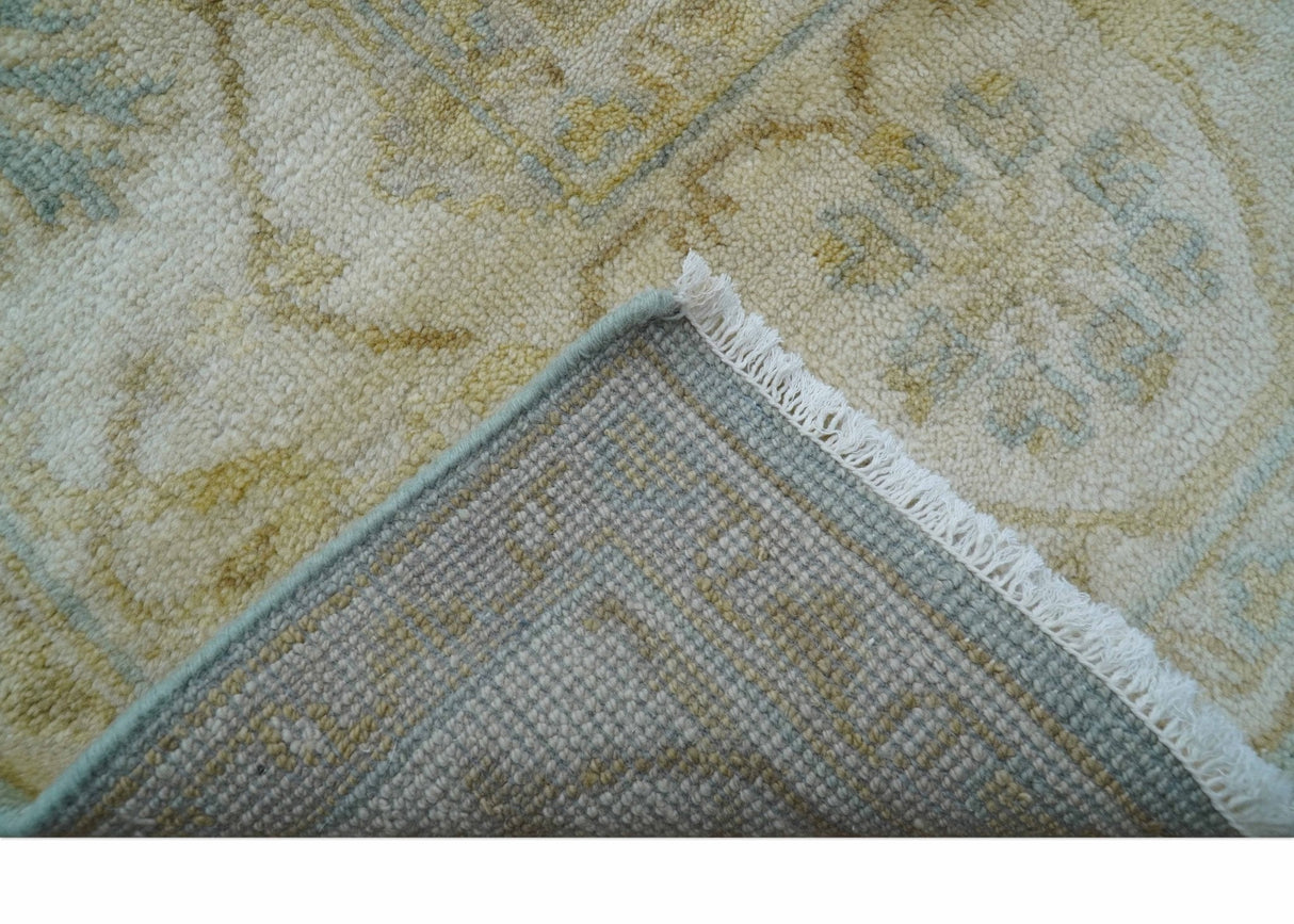 Hand Knotted Traditional Oushak Design Blue And Beige 6x9 Wool Rug
