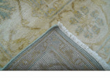 Hand Knotted Traditional Oushak Design Blue And Beige 6x9 Wool Rug