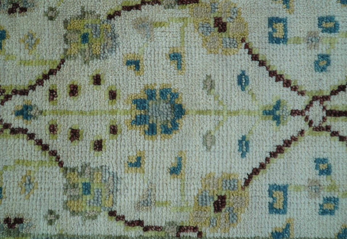 Hand knotted Traditional Oushak Design Blue And Ivory 2x3 Wool Area Rug