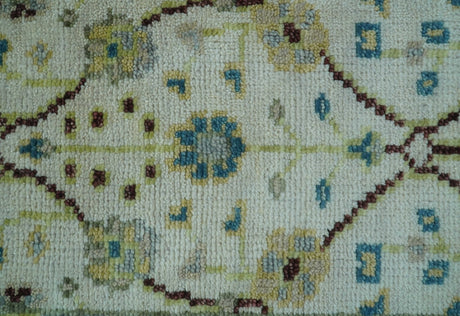 Hand knotted Traditional Oushak Design Blue And Ivory 2x3 Wool Area Rug