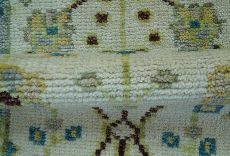 Hand knotted Traditional Oushak Design Blue And Ivory 2x3 Wool Area Rug